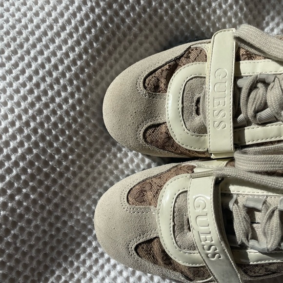 Guess Tan and Cream Women's Sneakers - Picture 2 of 5